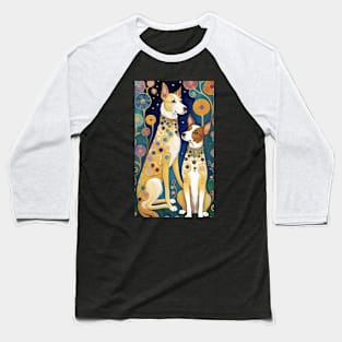 Gustav Klimt's Colorful Canine Whimsy: Vibrant Dog Illustration Baseball T-Shirt